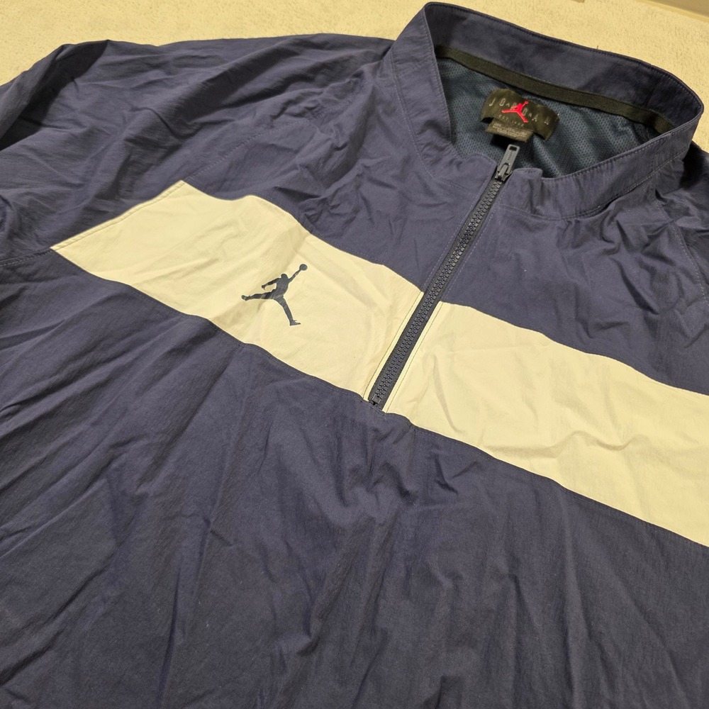 Jordan Windbreaker Mens 3XL Blue White Quarter Zip Streetwear Sporty Jumpman